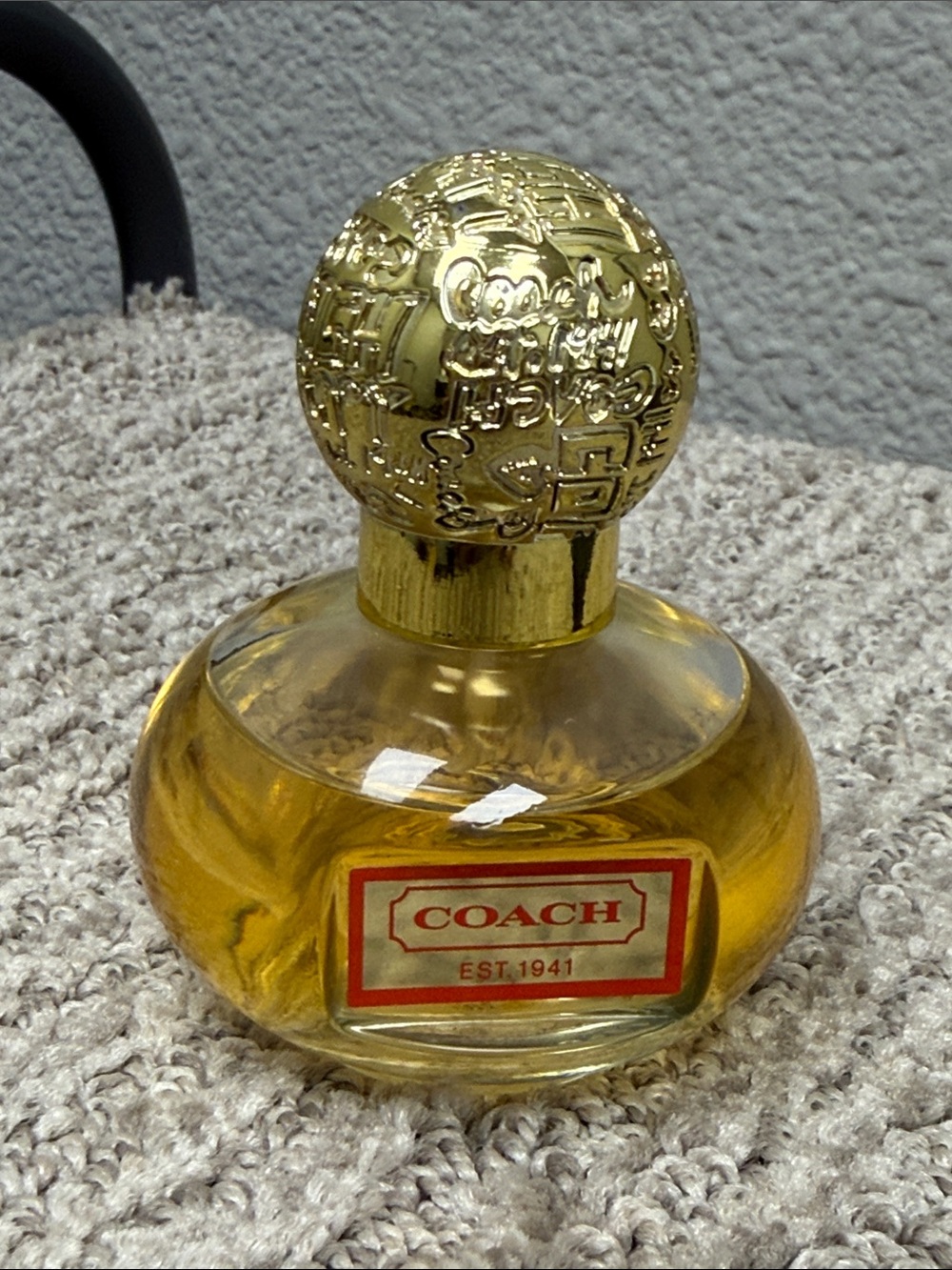 Vintage Coach Gold and Red Round Perfume Bottle